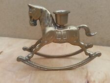 Vintage Old Antique Solid BRASS Rocking  Horse candle stick Olde English rare 