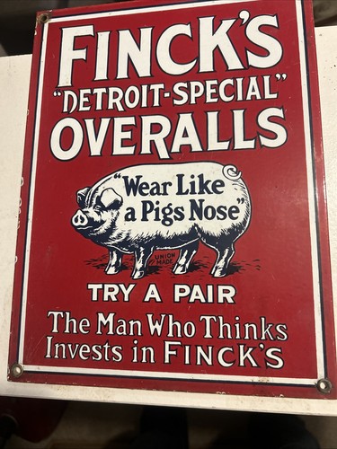 Enamel sign fincks - sign,