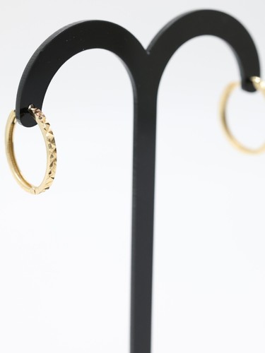 Gold hoop earrings faceted 9ct - earrings,