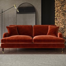Burnt Orange Velvet 3 Seater