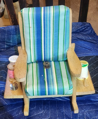 Vintage blue wood rocking - wood,