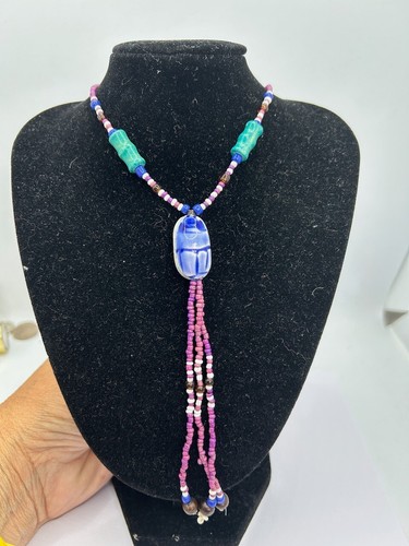 Vintage scarab beetle necklace - scarab,