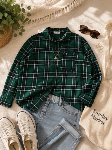 Primark green check oversized - green,