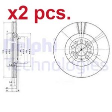 X2 PCS FRONT BRAKE DISC ROTOS X2 PCS SET BG3528 DELPHI I