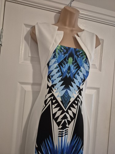 Blue white occasion dress - blue,