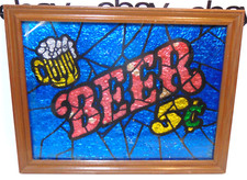 Beer Sign Vintage Glitter Art