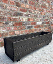 Wooden Garden Planter Trough Patio Flower Plant Pot Basket Box Black