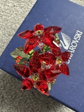 Swarovski Crystal Poinsettia Christmas Ornament Red Flowers