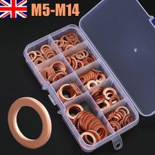 200-600Pcs 9 Sizes Solid Copper Washers Sump Plug Assorted Washer Kit with Box