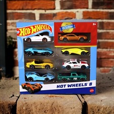 Hot Wheels, Set of 8 Basic Toy Cars & Trucks in 1:64 Scale, Styles May Very