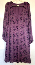 NOA NOA Dress Large Purple Natural Viscose Floral Long Sleeves Lined