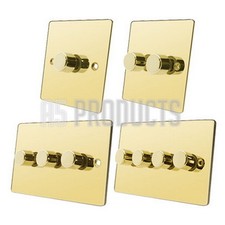 10 Amp 2 Way Push On/Off Dimmer Switch 400W (Max) Polished Mirror Brass FLAT