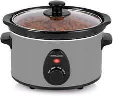 Andrew James 1.5L Electric Slow Cooker Grey Ceramic Bowl 3 Temp Settings