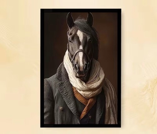 Horse coat and scarf framed - horse,