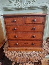Antique c1850s Miniature Apprentice Piece Desk Top Mahogany Chest Of Drawers