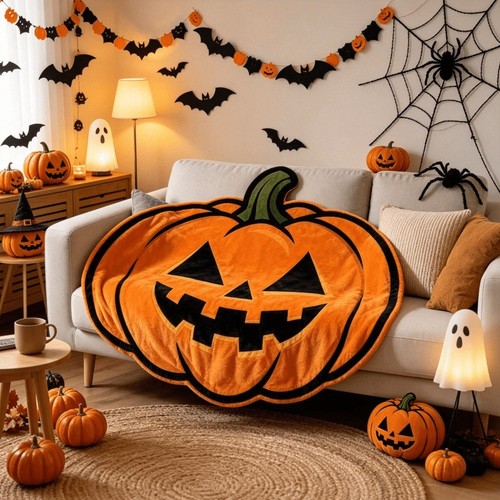 Halloween pumpkin throw - halloween,
