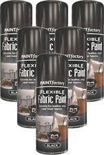 6 x 200ml Flexible Black Fabric Spray Paint Leather Vinyl Textile Fast Drying
