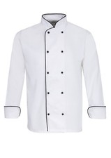 CHEFS JACKET, WHITE WITH BLACK