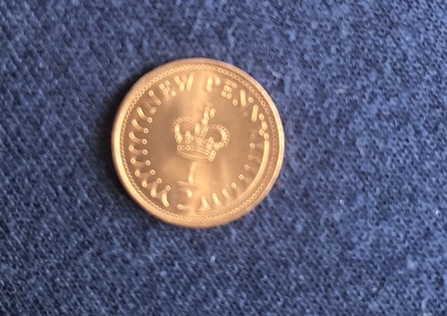 1971 half new penny coin - new,