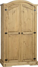 MEXICAN PINE CORONA 2 DOOR DOUBLE CURVED TOP WARDROBE 