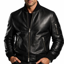 Men's Real Leather Bomber
