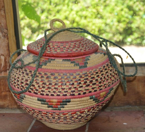 Vintage african plaited basket - vintage,