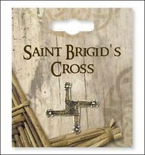 SAINT BRIGID OF KILDARE CROSS BRONZE PIN BROOCH St.Brigid Prayer On Reverse 