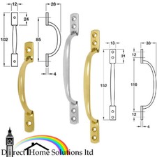 Hafele Sash Window Pull Handle Traditional Polished Brass, Chrome, Satin Chrome