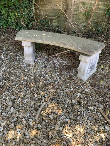 Stone curved garden seat - seat, heavy