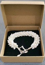 A Beautiful Cream/MOP/White Beaded Kumihimo Bracelet With Long Magatama Beads.