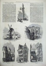 Old Antique Print 1872 Antwerp