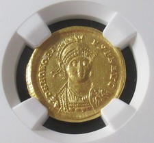 Honorius, Western Roman Empire (AD 393-423). AV solidus NGC ngc Choice XF