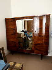 Mid Century 1950s Italian Triple Wardrobe Armoire Linen Press