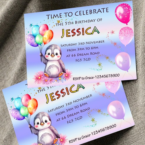 Personalised penguin birthday - penguin,