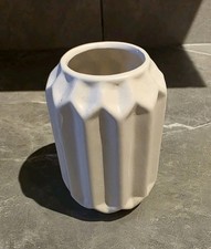 Vase Small White Ribbed