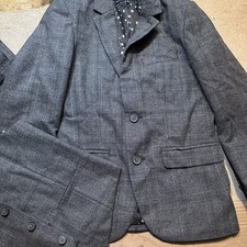 Next Boys Grey Check Checked 3 Piece Suit 7-8 Years