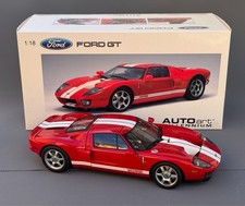AUTOart Ford GT Red  with White Stripes 1/18 Scale 73021