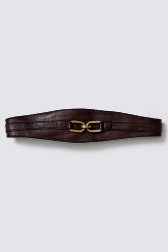 Brown leather belt - leather, by
