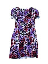 Next Runway Purple Red Animal Print Bodycon Dress Size UK 14 Party Clubwear