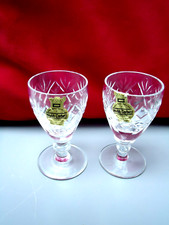 MATCHING PAIR OF LABELLED WEBB CORBETT CRYSTAL LIQUEUR GLASSES