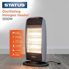 1200W INSTANT HEAT Portable Electric Halogen Quartz Heater 3 Bars Free Standing