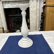 Ikea Ceramic White Pillar Farmhouse Country Mantle Candle Holder