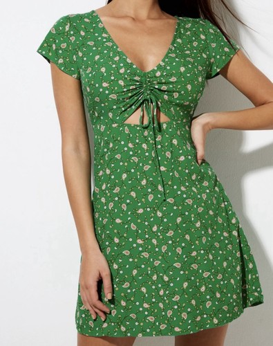 Motel rocks raela green floral - green,