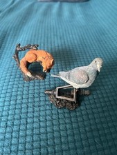 2 Vintage Bowbrooks studios Ornament Fox and Wood pigeon
