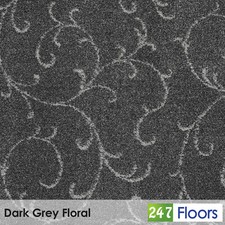 Dark Grey Floral Wilton Carpet