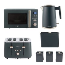 Salter Marino Set - 1.7L Kettle, 4 Slice Toaster, 20L Microwave & 4 Canisters