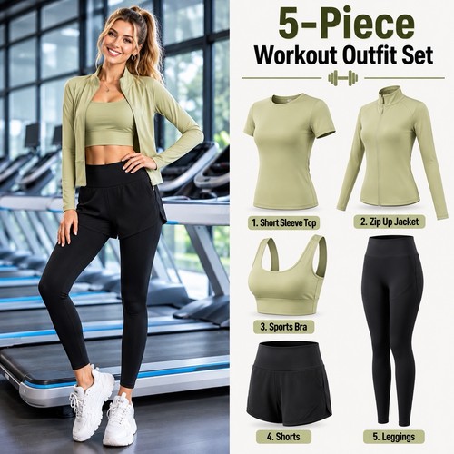 Women piece workout - women’s, 5-piece