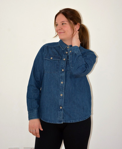 Dark blue wash demin collared - wash,