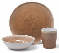Brown Pottery-Look Melamine Outdoor Dining Picnic 12 Piece Set
