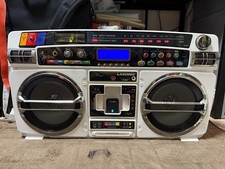 LASONIC I-931 Portable Boombox White Bluetooth USB SD Card Retro Fully Function